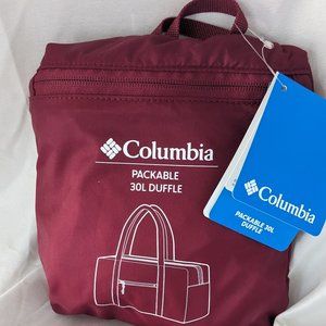 Maroon Burgundy Columbia packable 30 L travel duffle tote bag NWT